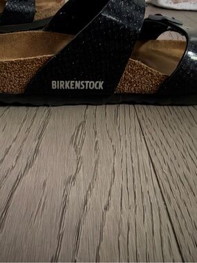 Birkenstock Women's Black Shiny Patent Two-Strap Sandals